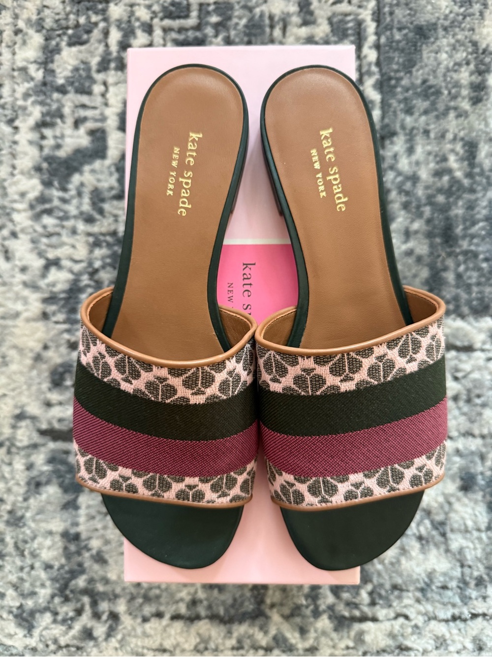 kate spade ‘Spade Flower’ Jacquard Slide Sandals
